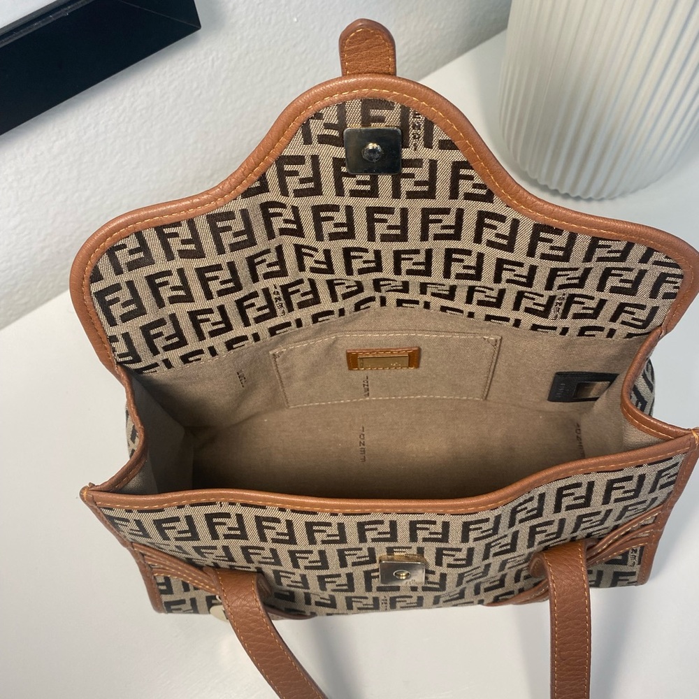 FENDI Zucchino Canvas Shoulder Bag Mini Tote - Picture 5 of 15